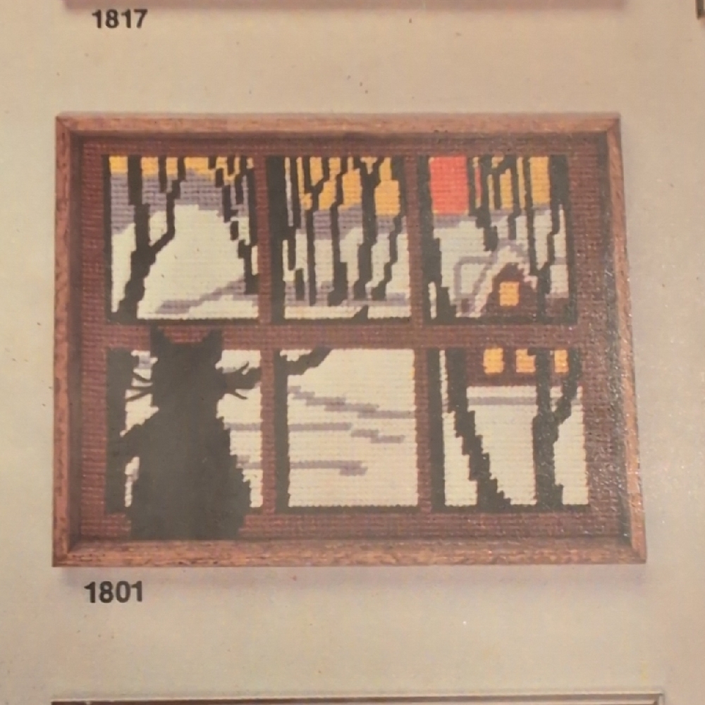 Vintage Kit Unassembled Cat At WindoW NO. 1801 Scene Needlepoint Art
